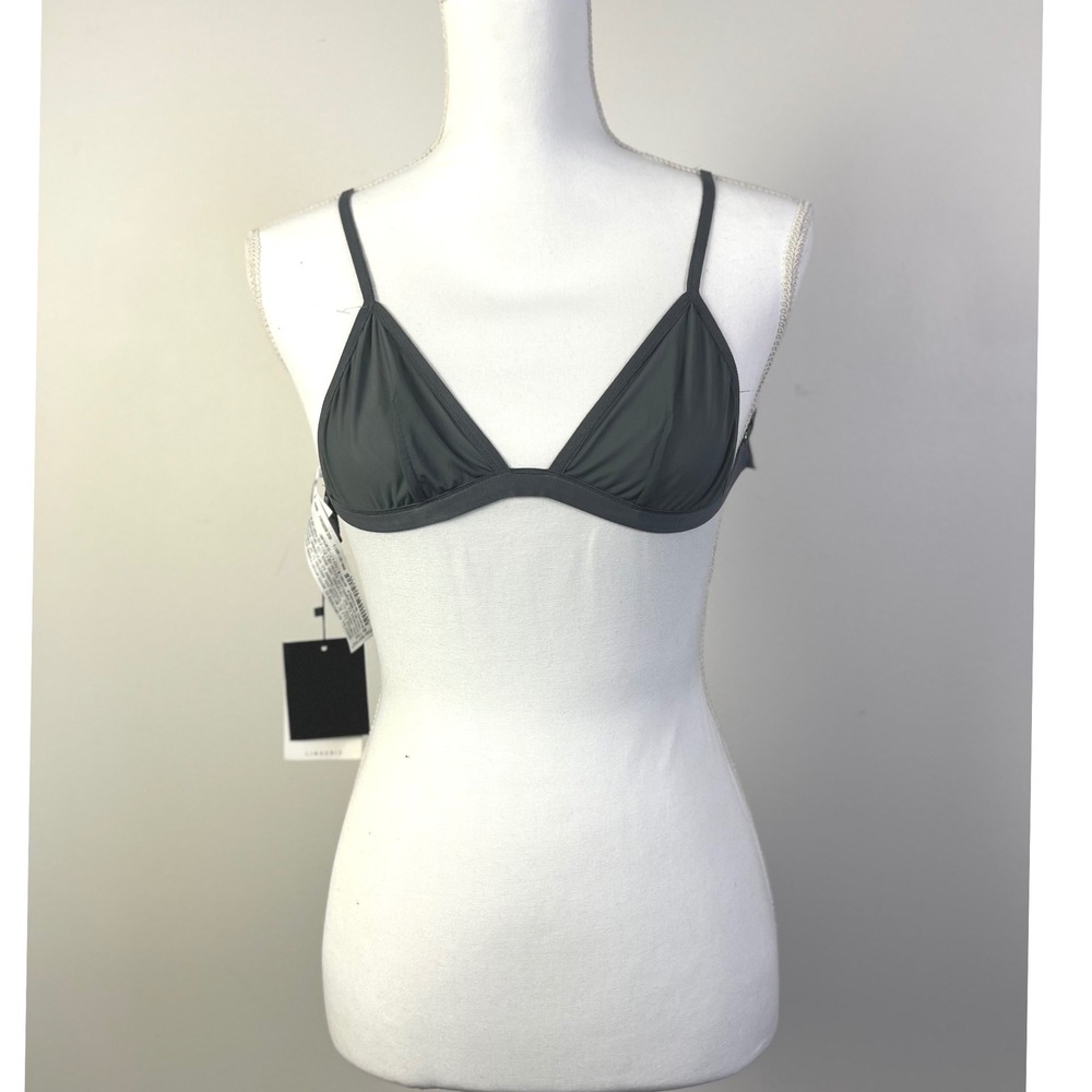 Zara Triangle Bralette Top Adjustable Straps Lingerie‎ Gray Size S New